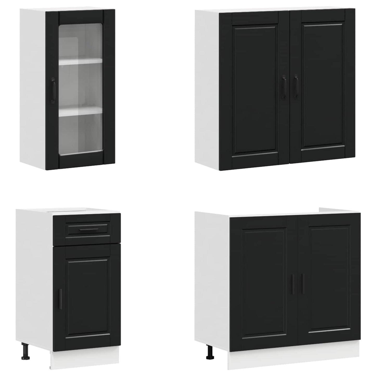 vidaXL Μονάδα κουζίνας PORTO 8 pcs Μαύρο Επεξεργασμένο Ξύλο