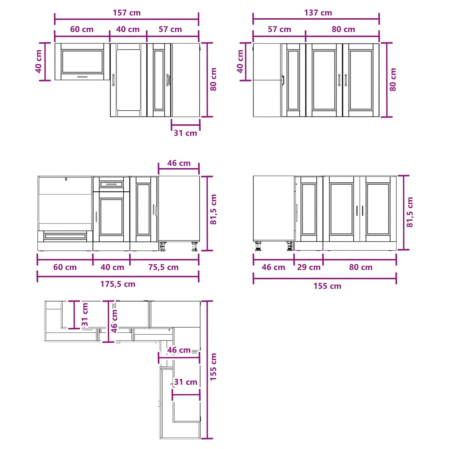 vidaXL Μονάδα κουζίνας PORTO 8 pcs Sonoma Δρυς Επεξεργασμένο Ξύλο