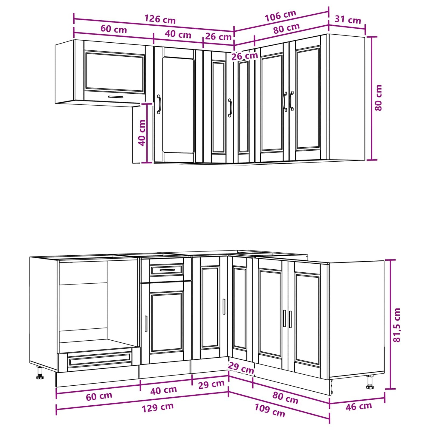 vidaXL Μονάδα κουζίνας PORTO 8 pcs Sonoma Δρυς Επεξεργασμένο Ξύλο