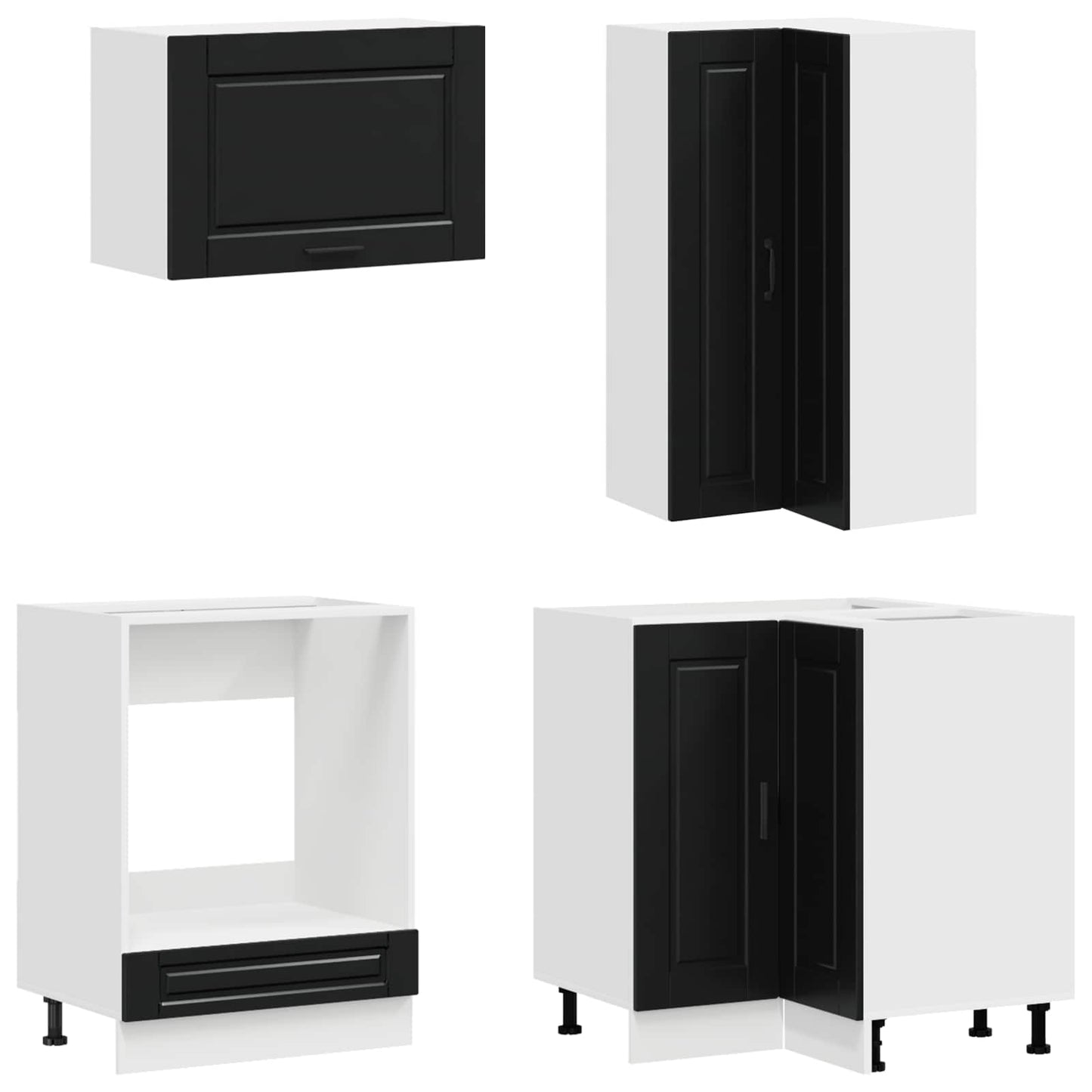 vidaXL Μονάδα κουζίνας PORTO 8 pcs Μαύρο Επεξεργασμένο Ξύλο