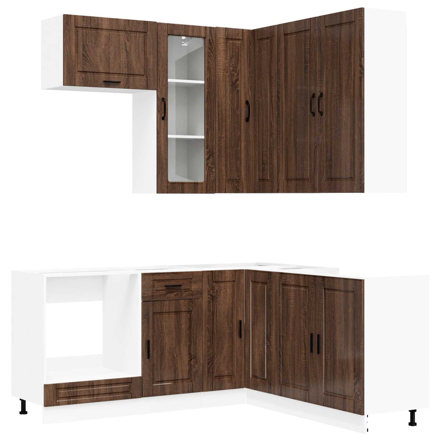 vidaXL Μονάδα κουζίνας PORTO 8 pcs Καφέ Ξύλο Δρυός Επεξεργασμένο Ξύλο
