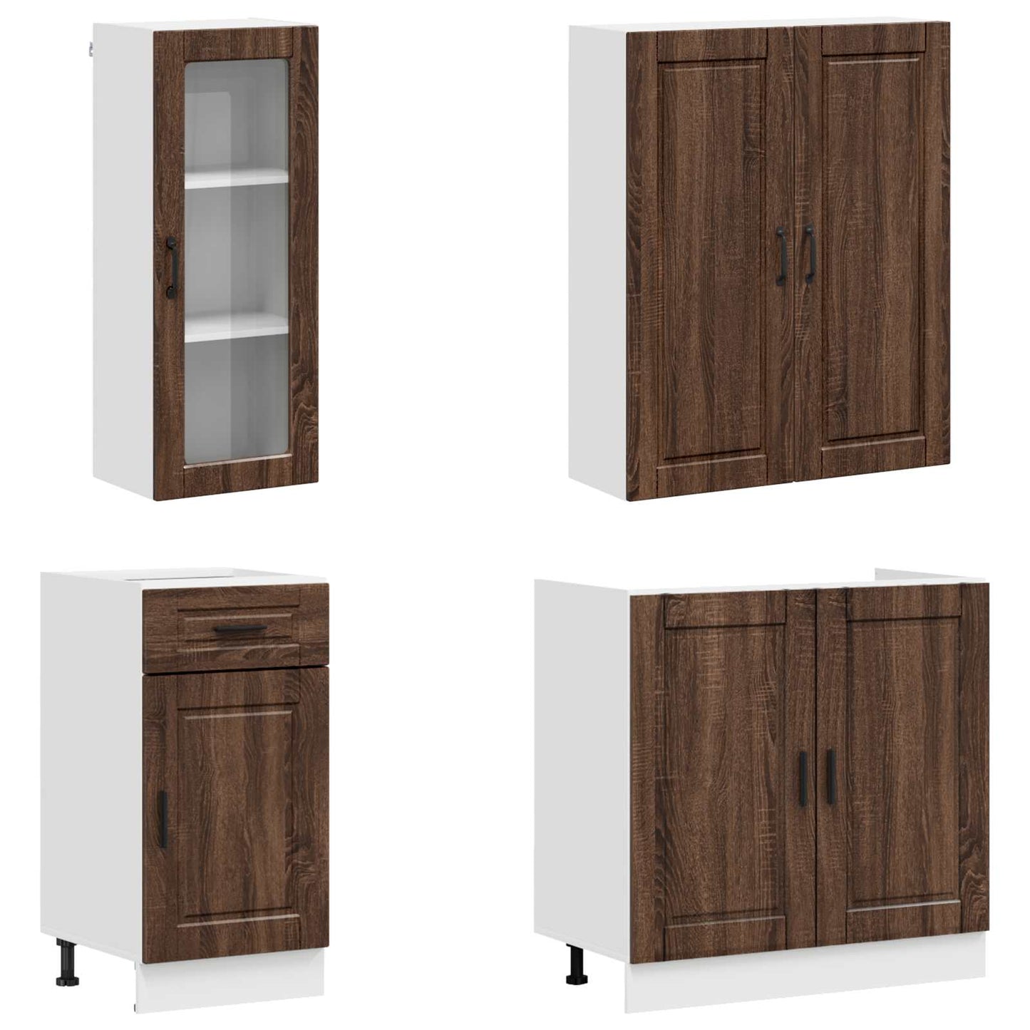 vidaXL Μονάδα κουζίνας PORTO 8 pcs Καφέ Ξύλο Δρυός Επεξεργασμένο Ξύλο