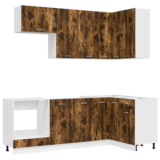 vidaXL Μονάδα κουζίνας LYON 8 pcs Καπνισμένο Ξύλο Δρυός