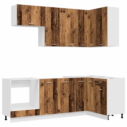 vidaXL Μονάδα κουζίνας LYON 8 pcs Παλαιωμένο ξύλο Επεξεργασμένο Ξύλο