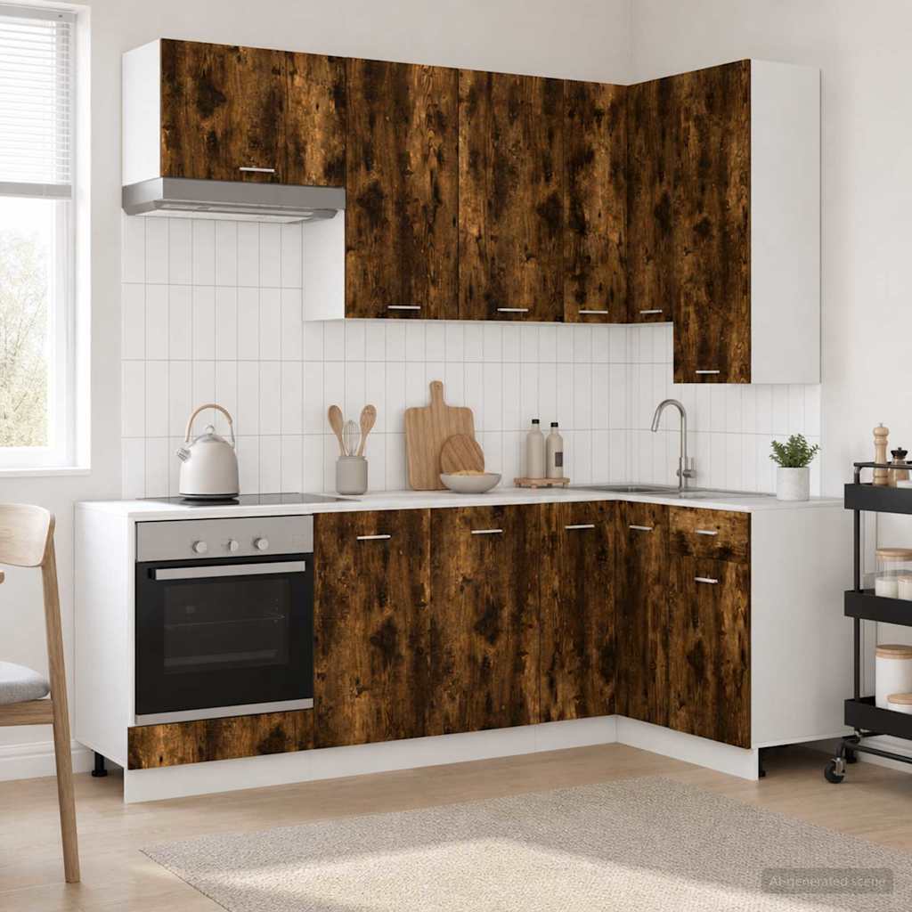 vidaXL Μονάδα κουζίνας LYON 8 pcs Καπνισμένο Ξύλο Δρυός