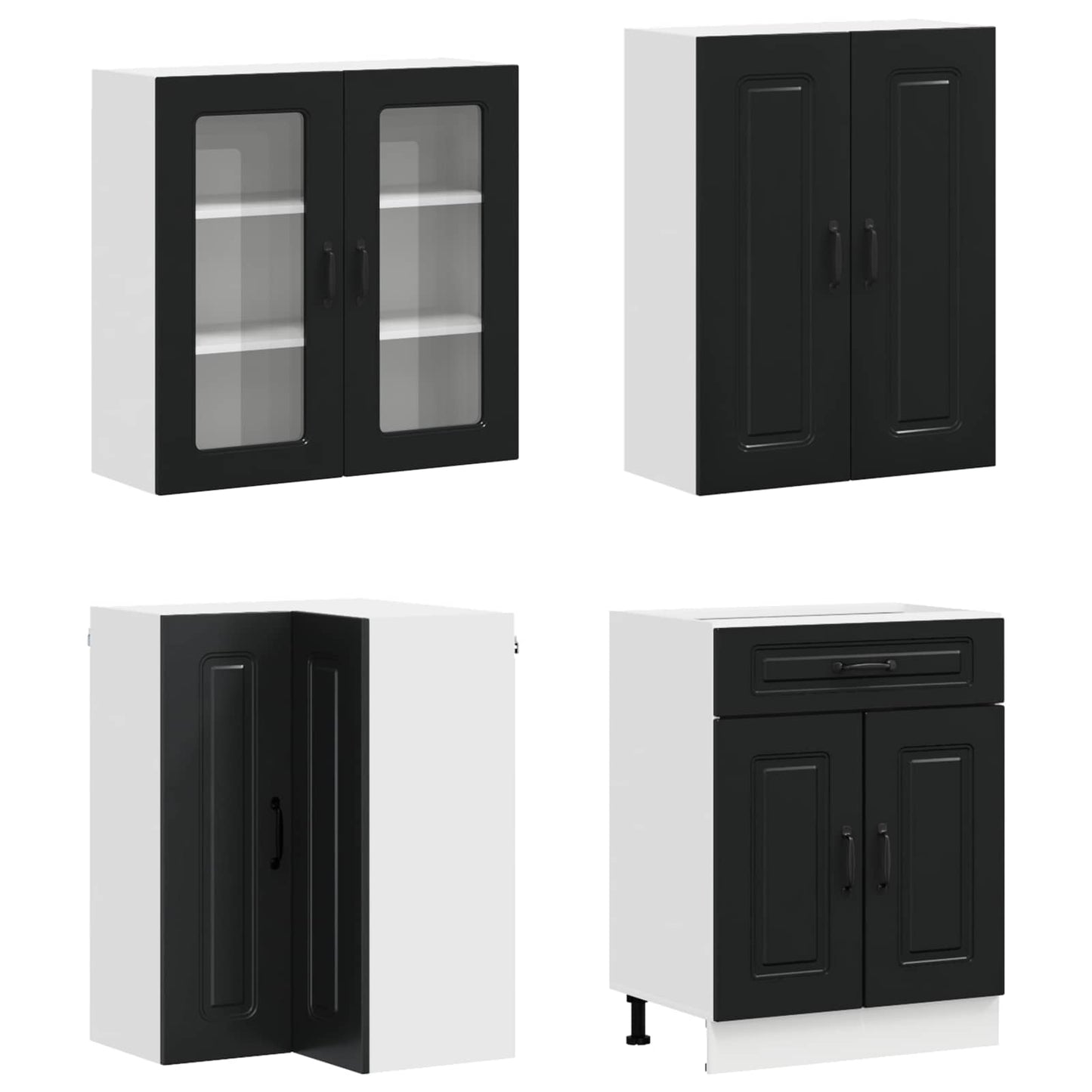 vidaXL Μονάδα κουζίνας KALMAR 8 pcs Μαύρο Επεξεργασμένο Ξύλο