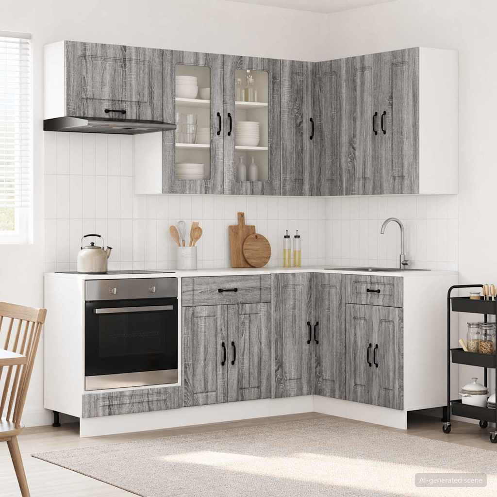 vidaXL Μονάδα κουζίνας KALMAR 8 pcs Γκρι Sonoma Επεξεργασμένο Ξύλο