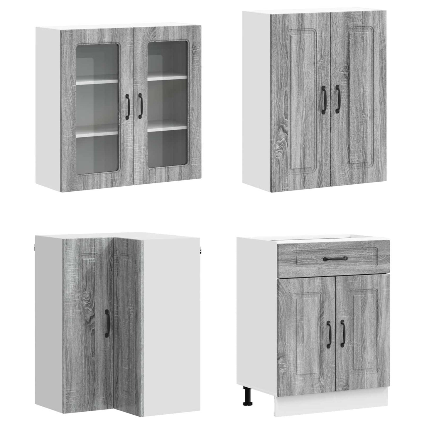 vidaXL Μονάδα κουζίνας KALMAR 8 pcs Γκρι Sonoma Επεξεργασμένο Ξύλο