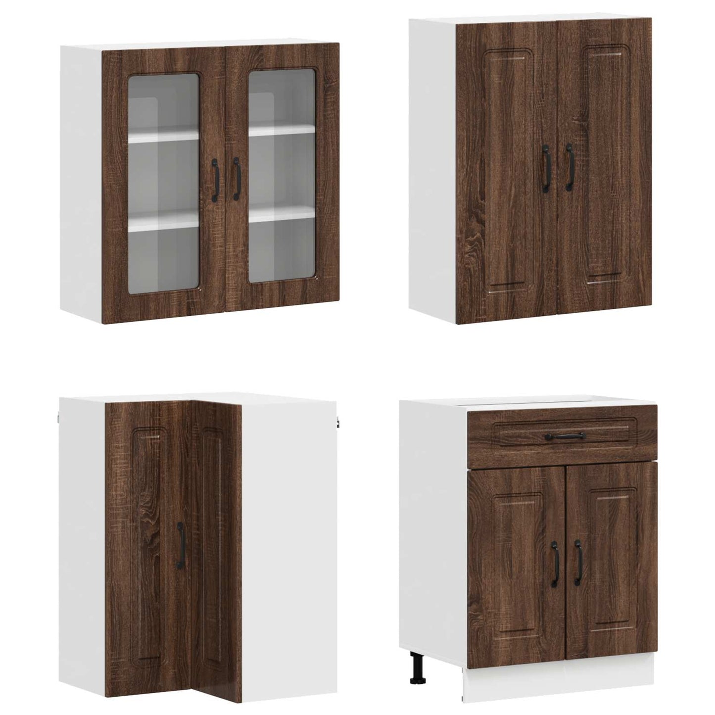 vidaXL Μονάδα κουζίνας KALMAR 8 pcs Καφέ Ξύλο Δρυός Επεξεργασμένο Ξύλο