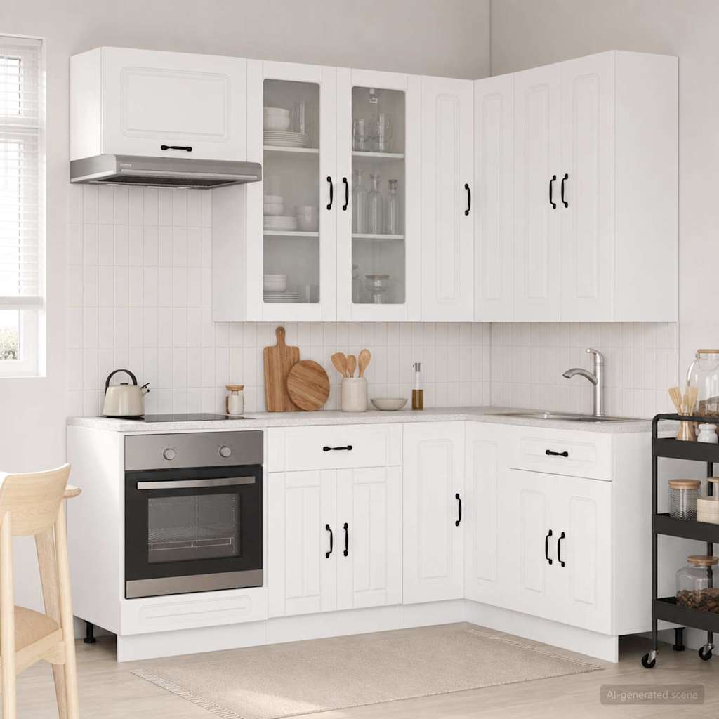 vidaXL Μονάδα κουζίνας KALMAR 8 pcs Λευκό Επεξεργασμένο Ξύλο