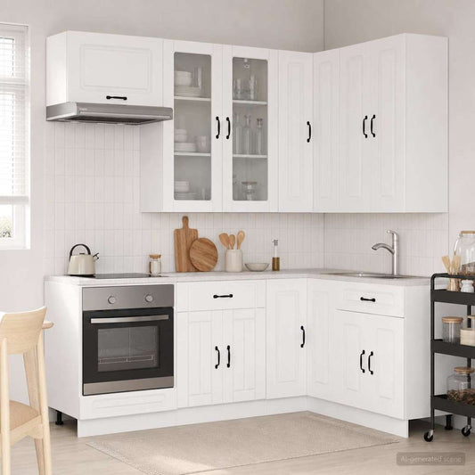 vidaXL Μονάδα κουζίνας KALMAR 8 pcs Λευκό Επεξεργασμένο Ξύλο