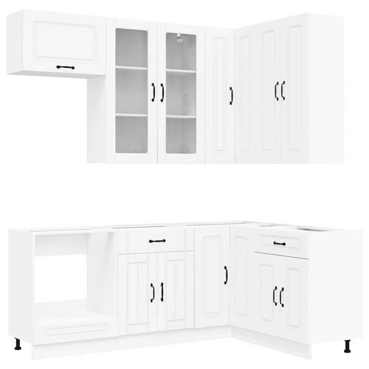 vidaXL Μονάδα κουζίνας KALMAR 8 pcs Λευκό Επεξεργασμένο Ξύλο