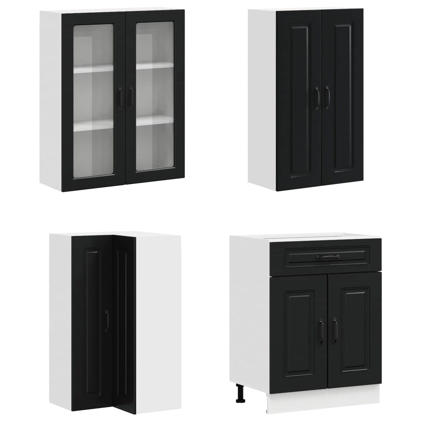 vidaXL Μονάδα κουζίνας KALMAR 8 pcs Μαύρο Επεξεργασμένο Ξύλο