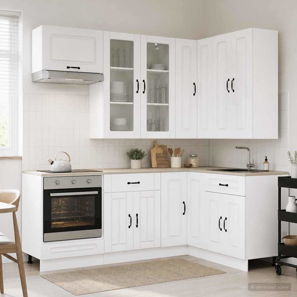 vidaXL Μονάδα κουζίνας KALMAR 8 pcs Γυαλιστερό Λευκό