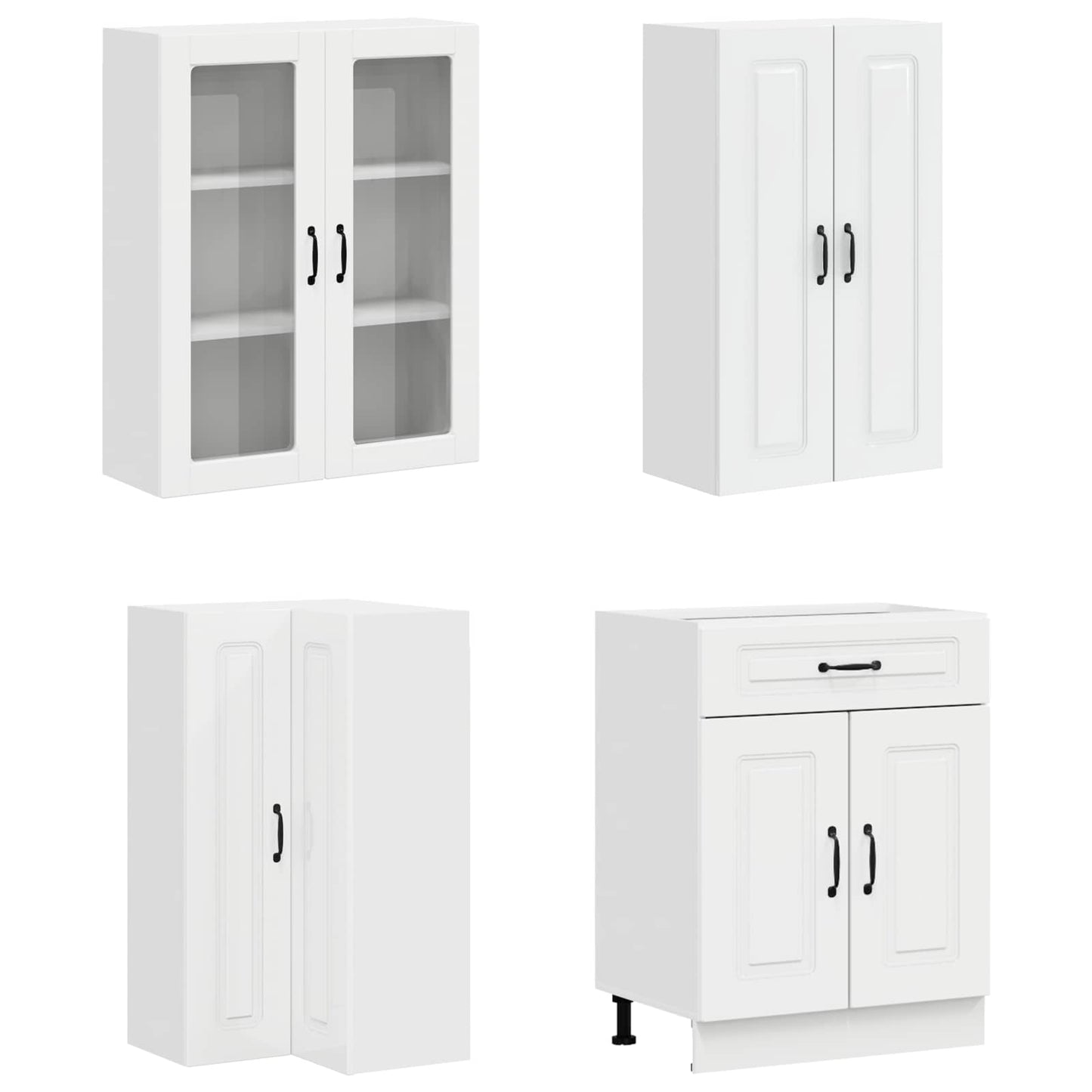 vidaXL Μονάδα κουζίνας KALMAR 8 pcs Γυαλιστερό Λευκό