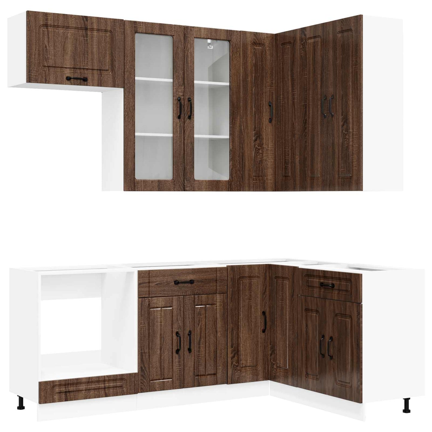vidaXL Μονάδα κουζίνας KALMAR 8 pcs Καφέ Ξύλο Δρυός Επεξεργασμένο Ξύλο