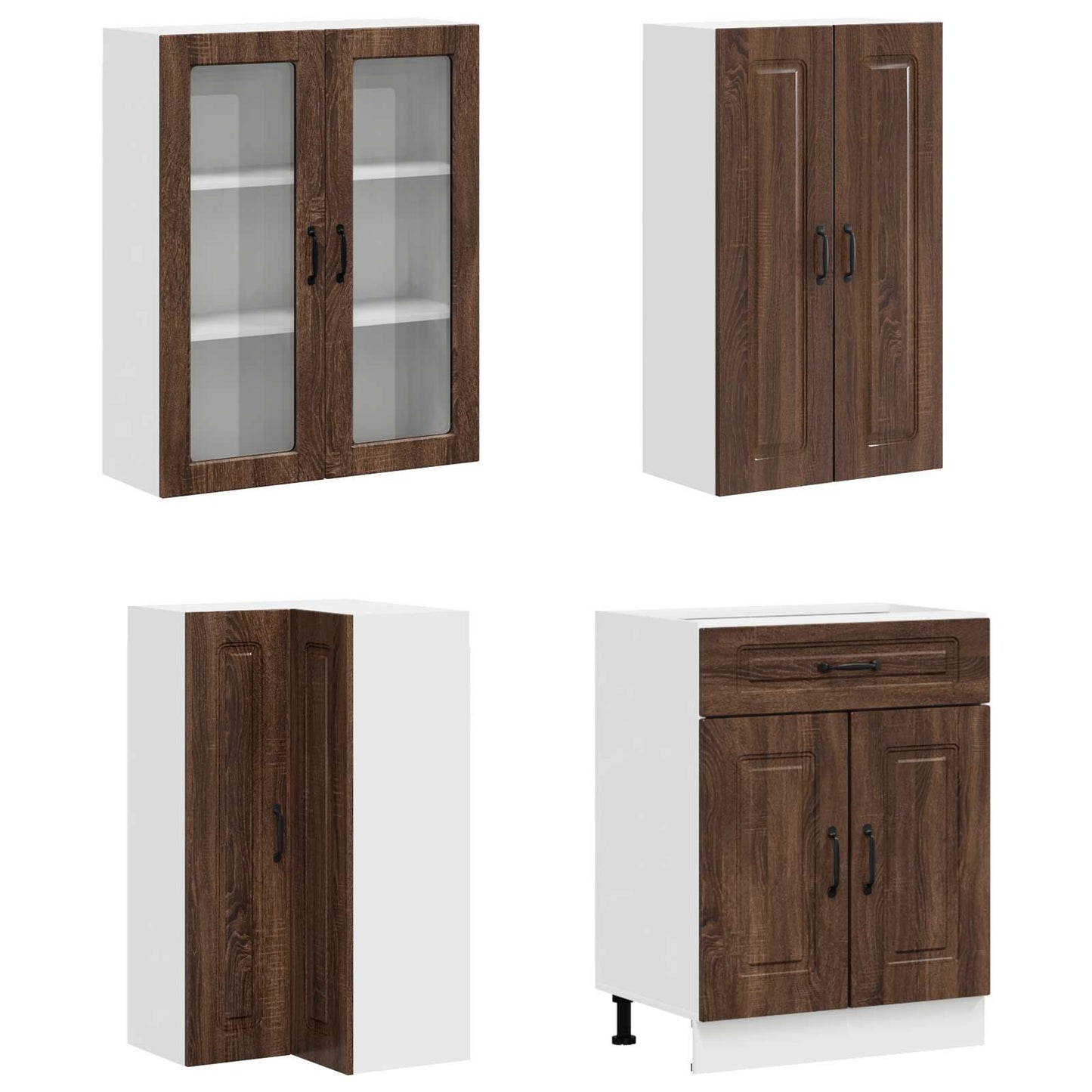 vidaXL Μονάδα κουζίνας KALMAR 8 pcs Καφέ Ξύλο Δρυός Επεξεργασμένο Ξύλο