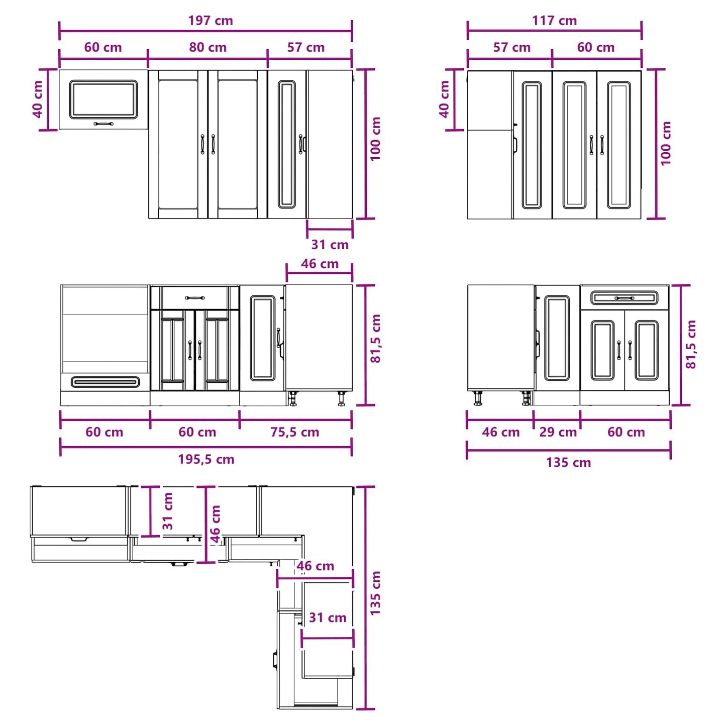 vidaXL Μονάδα κουζίνας KALMAR 8 pcs Artisan Δρυς Επεξεργασμένο Ξύλο