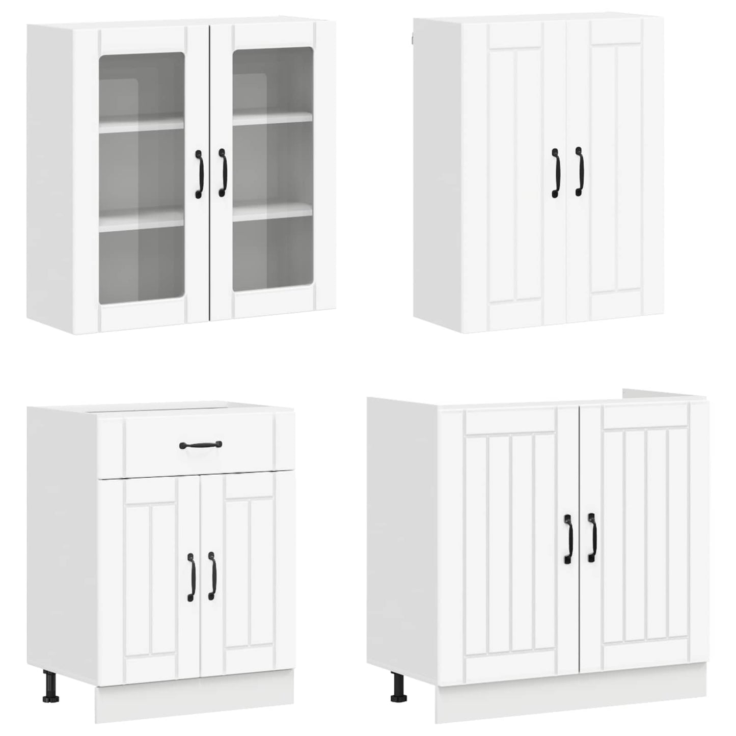 vidaXL Μονάδα κουζίνας LUCCA 8 pcs Λευκό Επεξεργασμένο Ξύλο