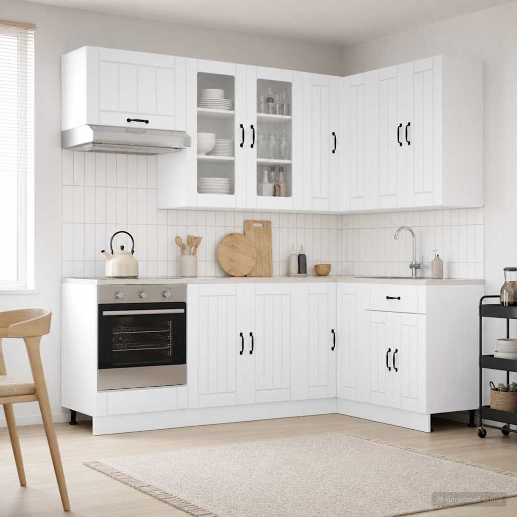 vidaXL Μονάδα κουζίνας LUCCA 8 pcs Γυαλιστερό Λευκό Επεξεργασμένο Ξύλο