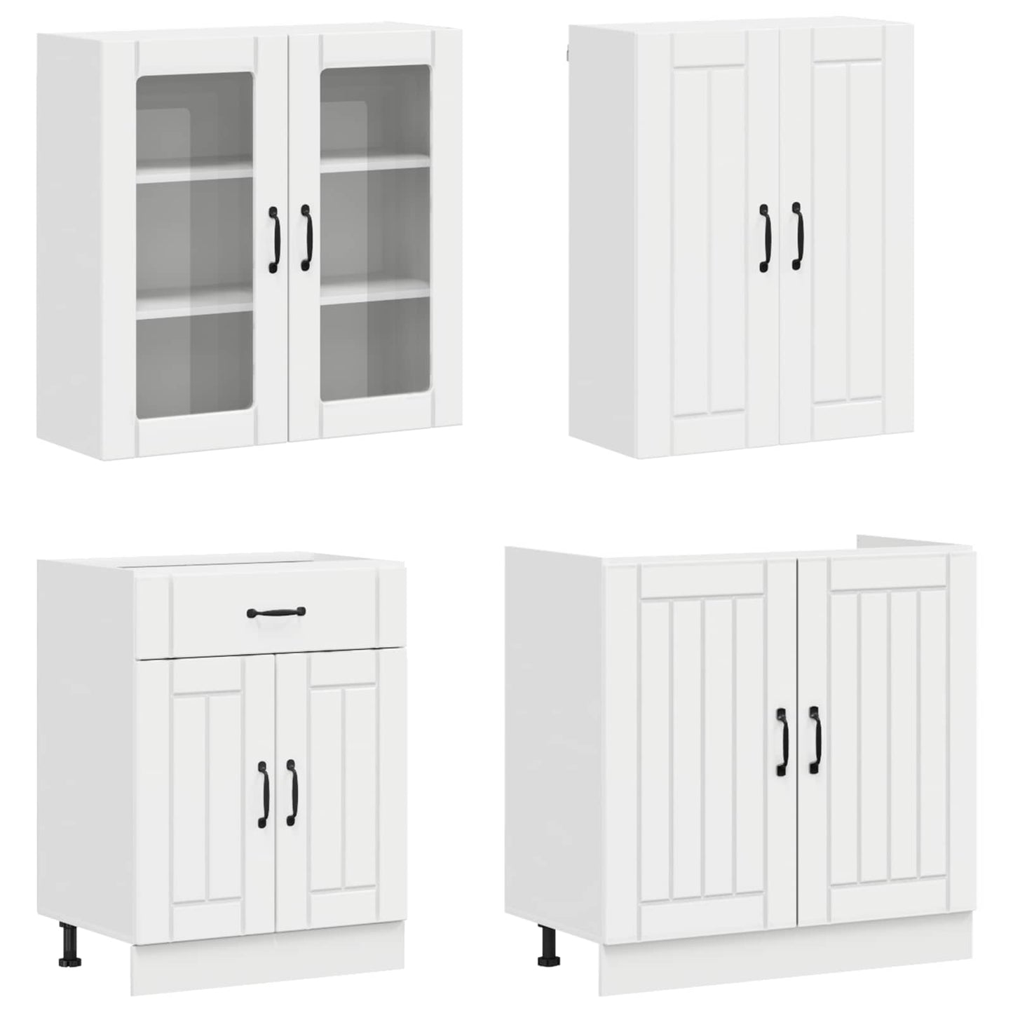 vidaXL Μονάδα κουζίνας LUCCA 8 pcs Γυαλιστερό Λευκό Επεξεργασμένο Ξύλο