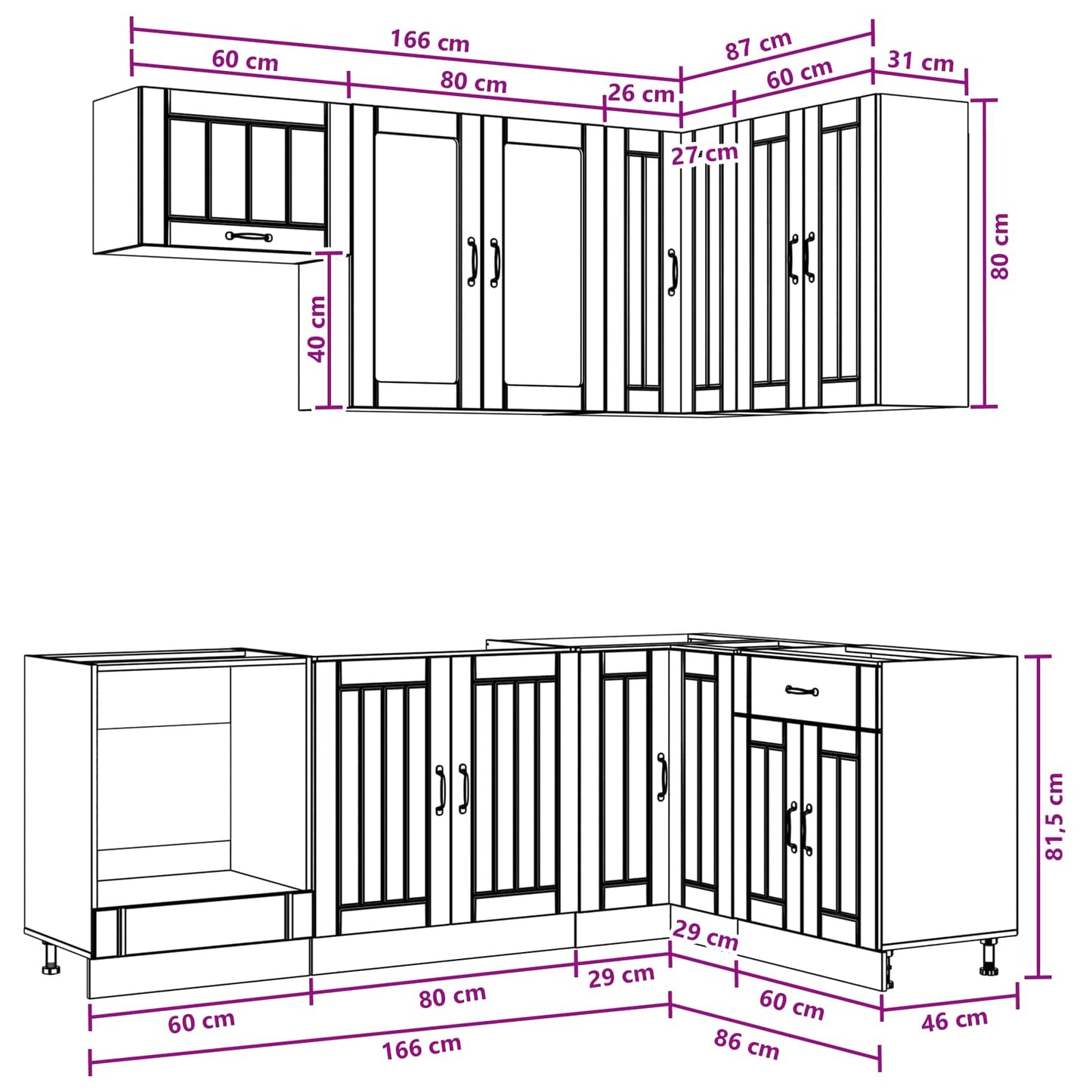vidaXL Μονάδα κουζίνας LUCCA 8 pcs Γυαλιστερό Λευκό Επεξεργασμένο Ξύλο