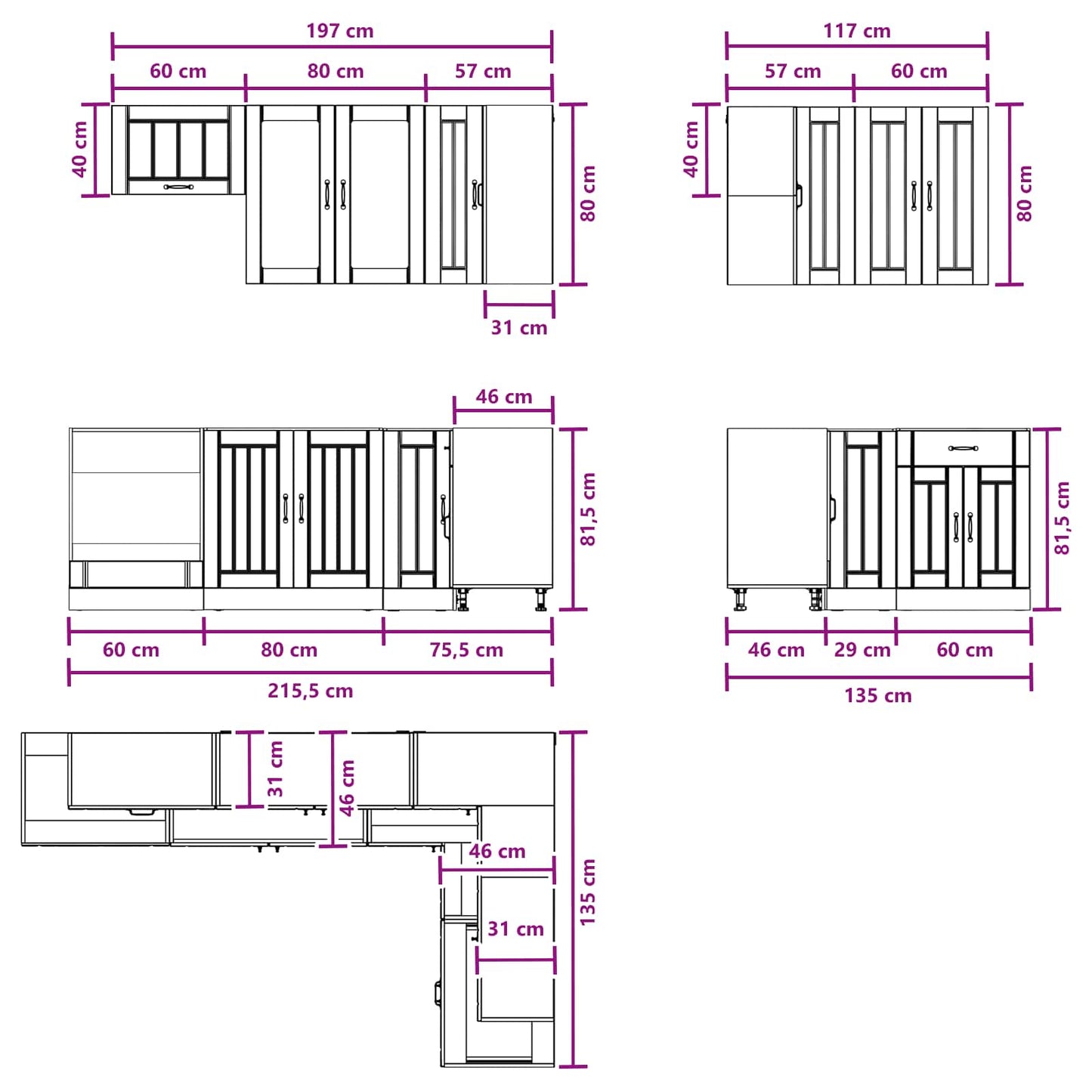 vidaXL Μονάδα κουζίνας LUCCA 8 pcs Artisan Δρυς Επεξεργασμένο Ξύλο