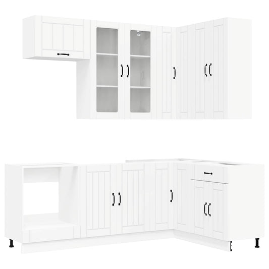 vidaXL Μονάδα κουζίνας LUCCA 8 pcs Λευκό Επεξεργασμένο Ξύλο