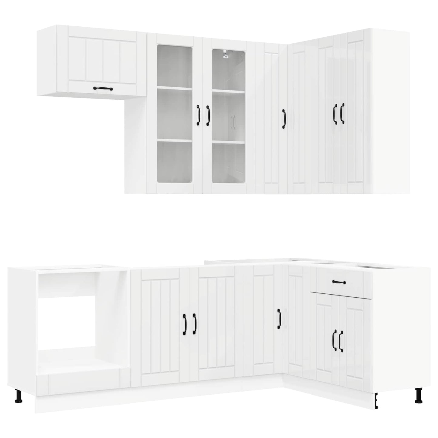 vidaXL Μονάδα κουζίνας LUCCA 8 pcs Γυαλιστερό Λευκό Επεξεργασμένο Ξύλο
