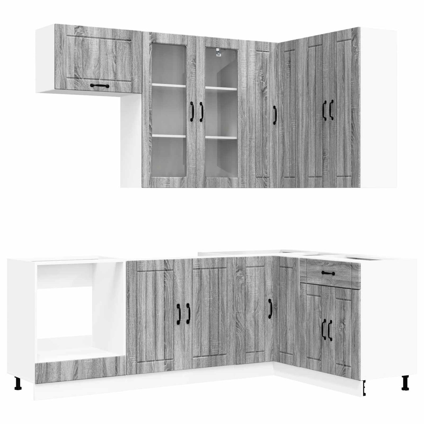 vidaXL Μονάδα κουζίνας LUCCA 8 pcs Γκρι Sonoma Επεξεργασμένο Ξύλο