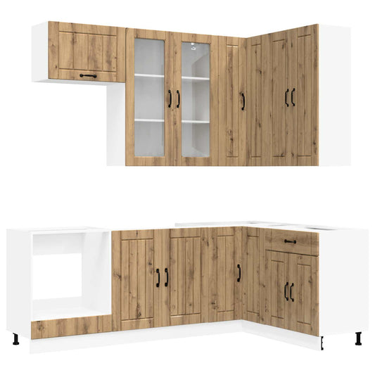 vidaXL Μονάδα κουζίνας LUCCA 8 τμχ. Artisan Δρυς Επεξεργασμένο Ξύλο