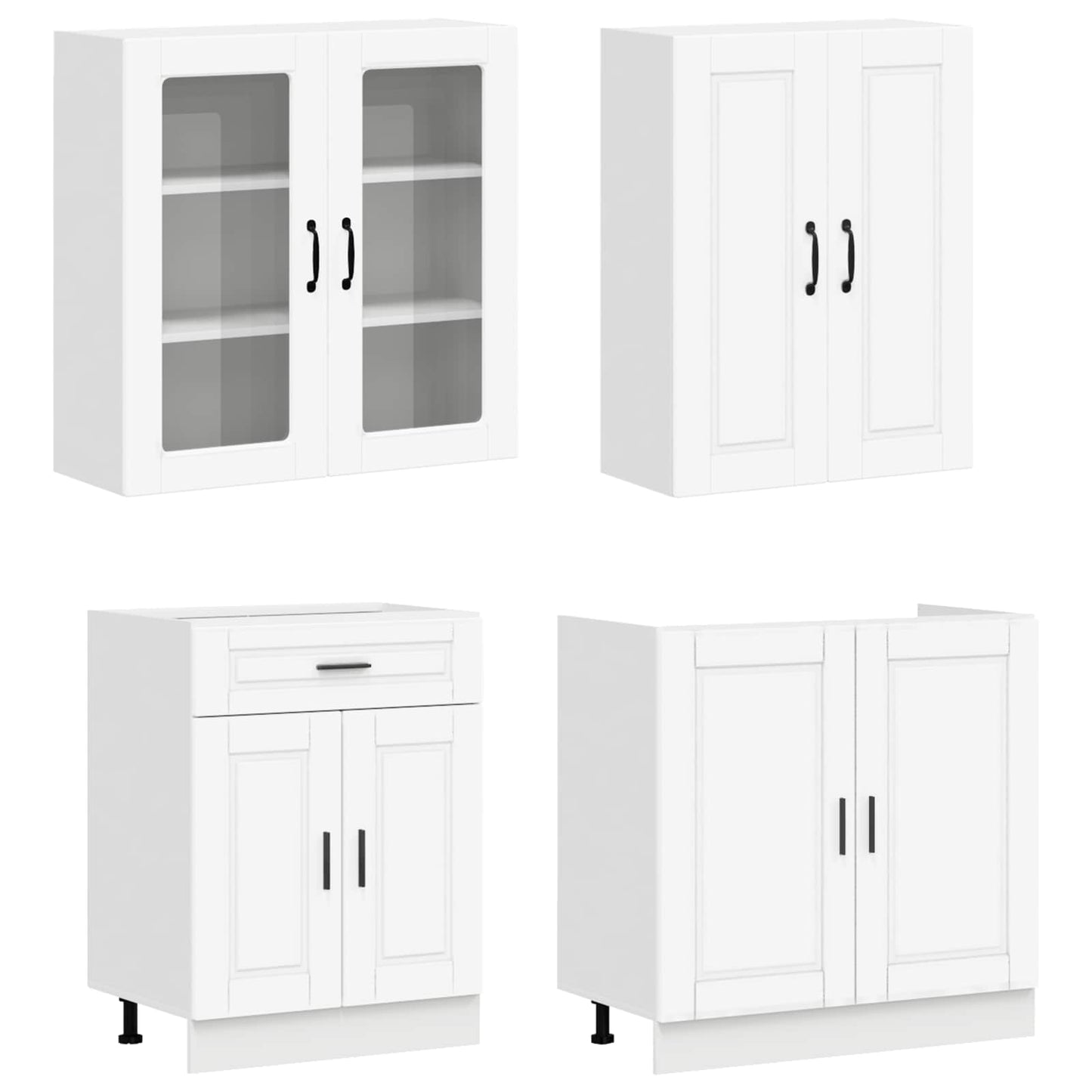 vidaXL Μονάδα κουζίνας PORTO 8 pcs Λευκό Επεξεργασμένο Ξύλο