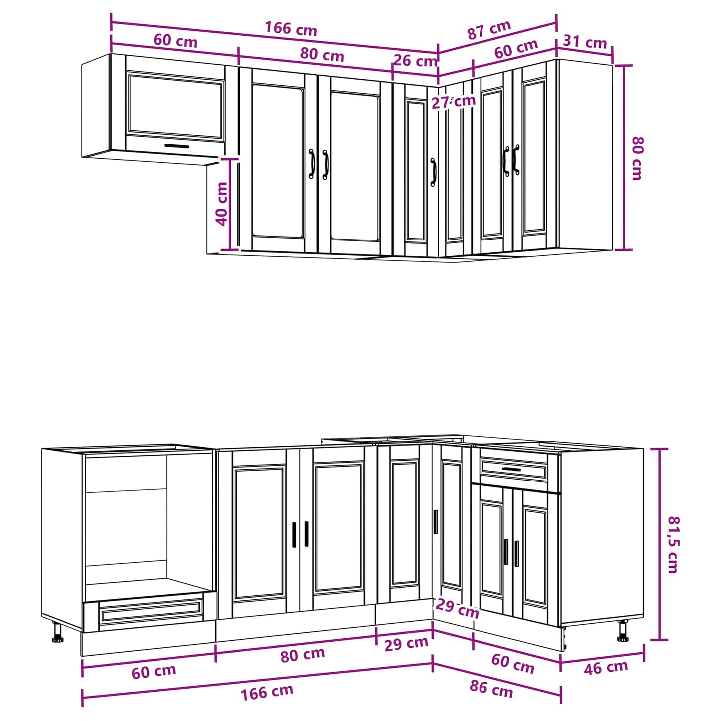 vidaXL Μονάδα κουζίνας PORTO 8 pcs Λευκό Επεξεργασμένο Ξύλο