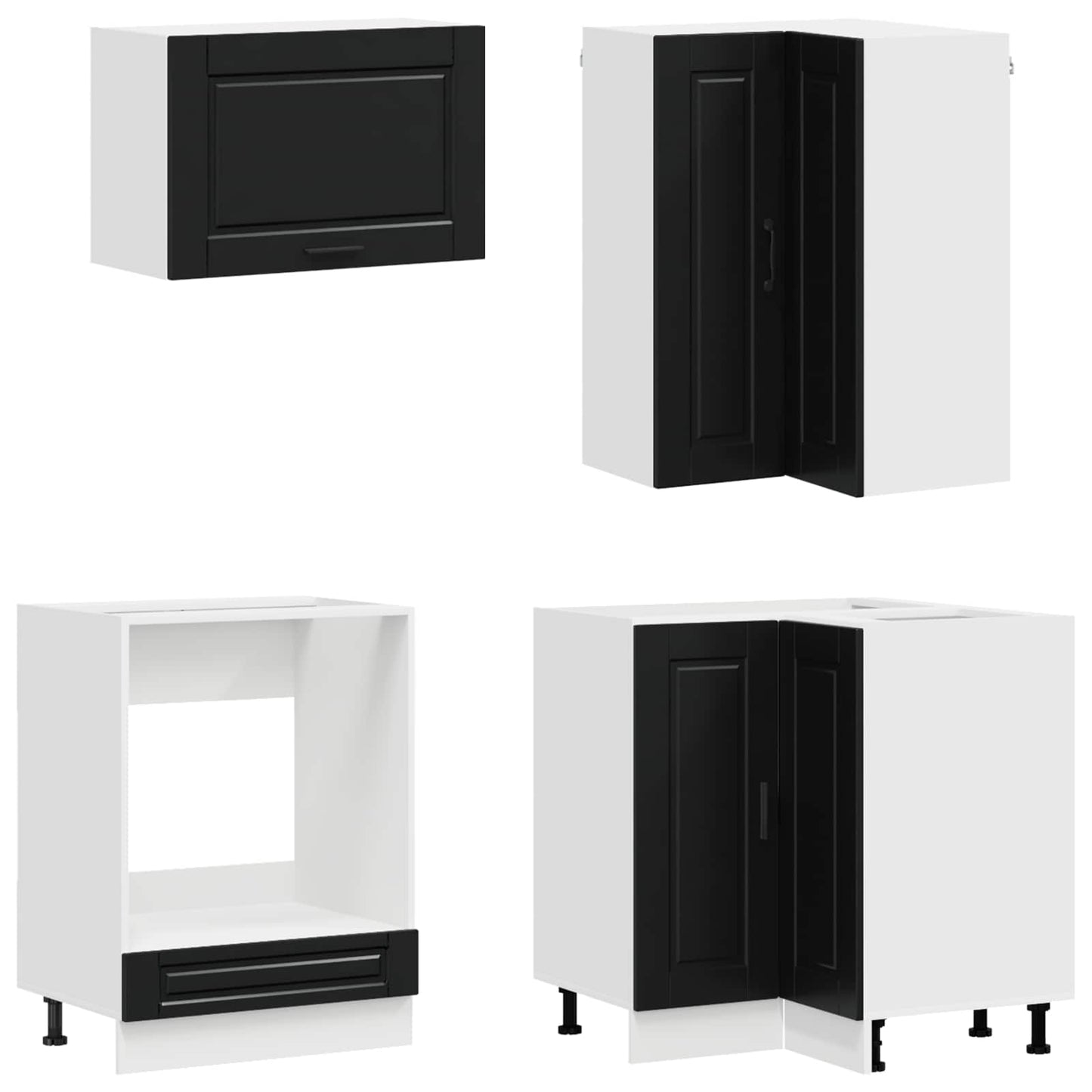vidaXL Μονάδα κουζίνας PORTO 8 pcs Μαύρο Επεξεργασμένο Ξύλο