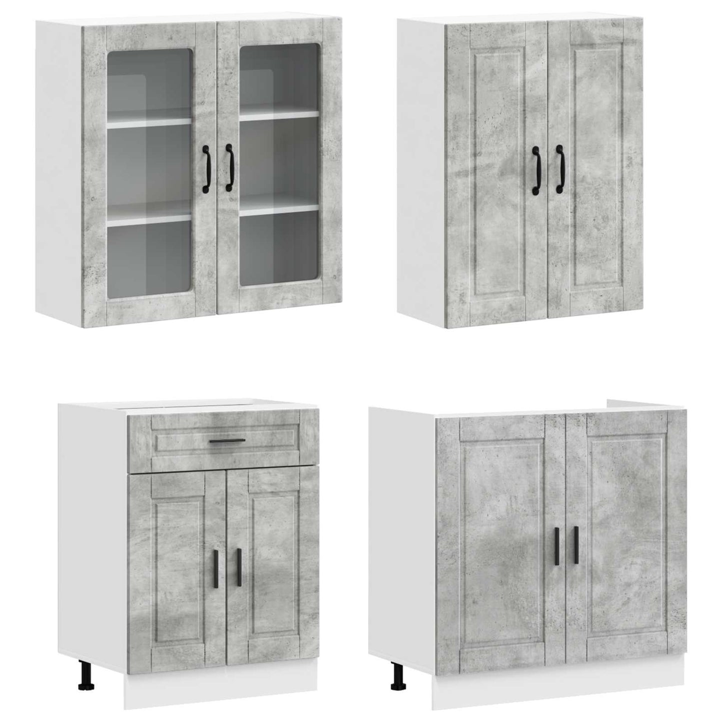 vidaXL Μονάδα κουζίνας PORTO 8 pcs Γκρι Σκυροδέματος