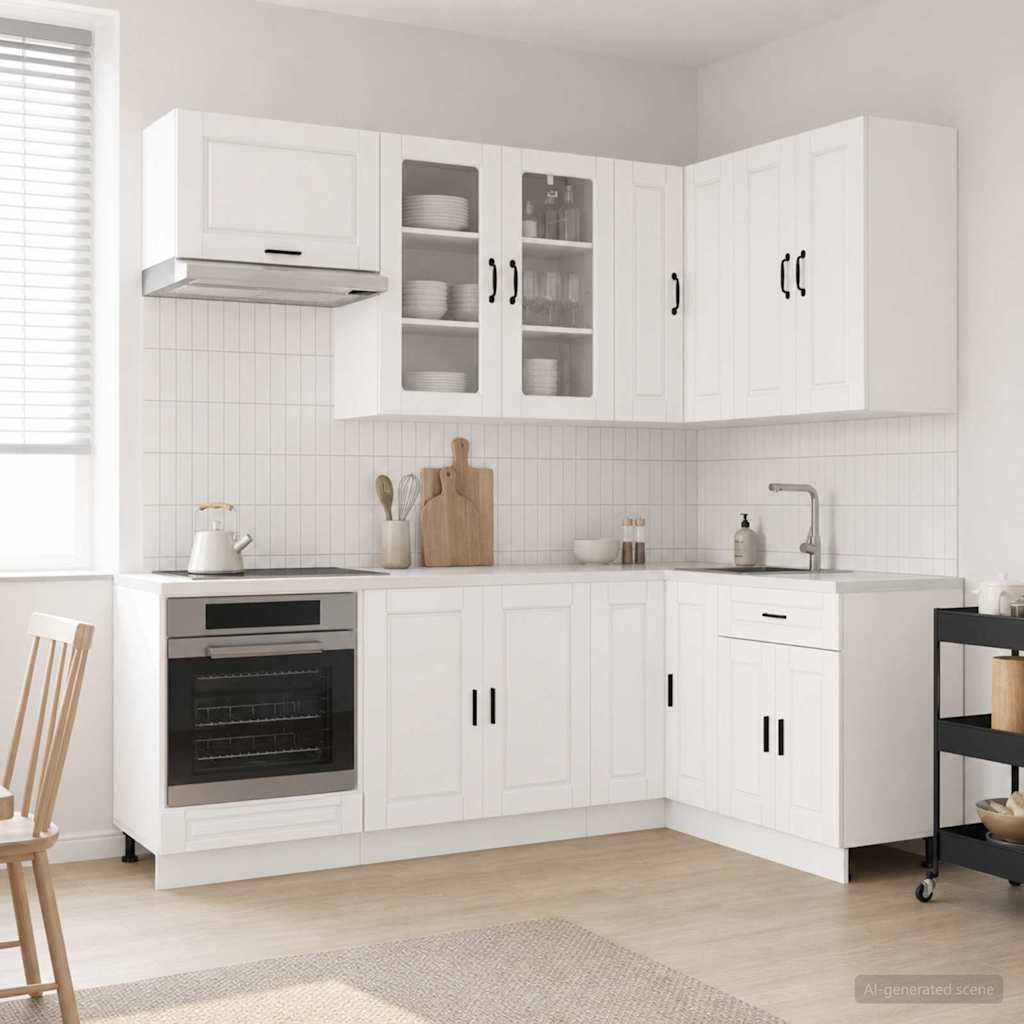 vidaXL Μονάδα κουζίνας PORTO 8 pcs Γυαλιστερό Λευκό Επεξεργασμένο Ξύλο