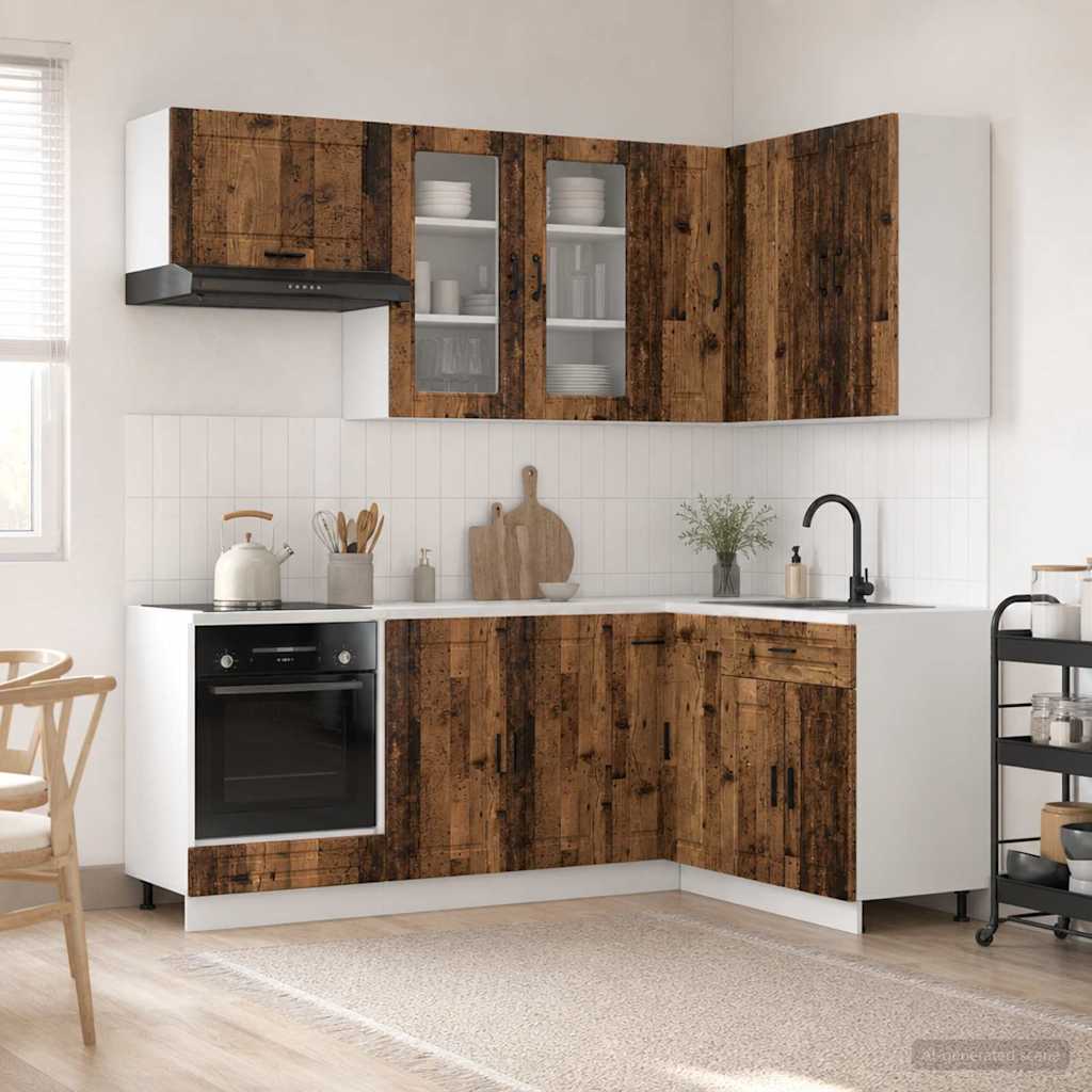 vidaXL Μονάδα κουζίνας PORTO 8 pcs Παλαιωμένο ξύλο Επεξεργασμένο Ξύλο