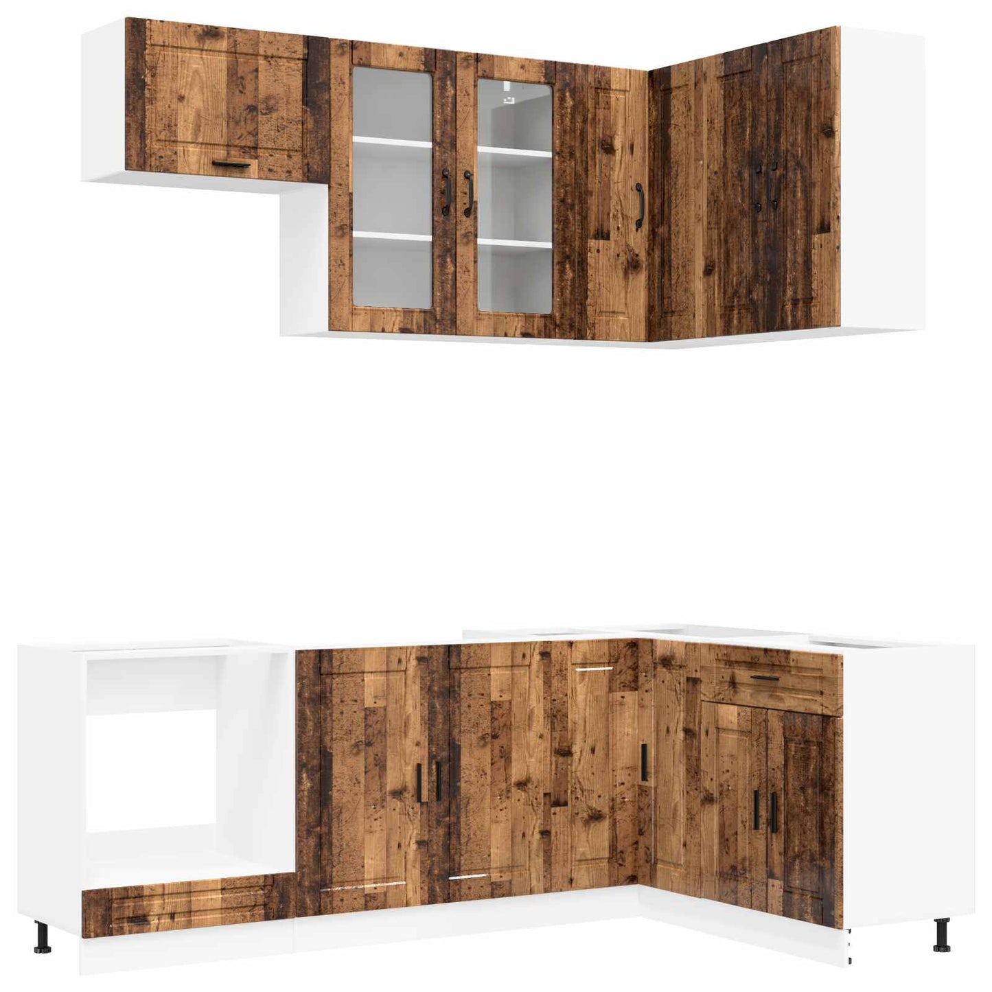 vidaXL Μονάδα κουζίνας PORTO 8 pcs Παλαιωμένο ξύλο Επεξεργασμένο Ξύλο