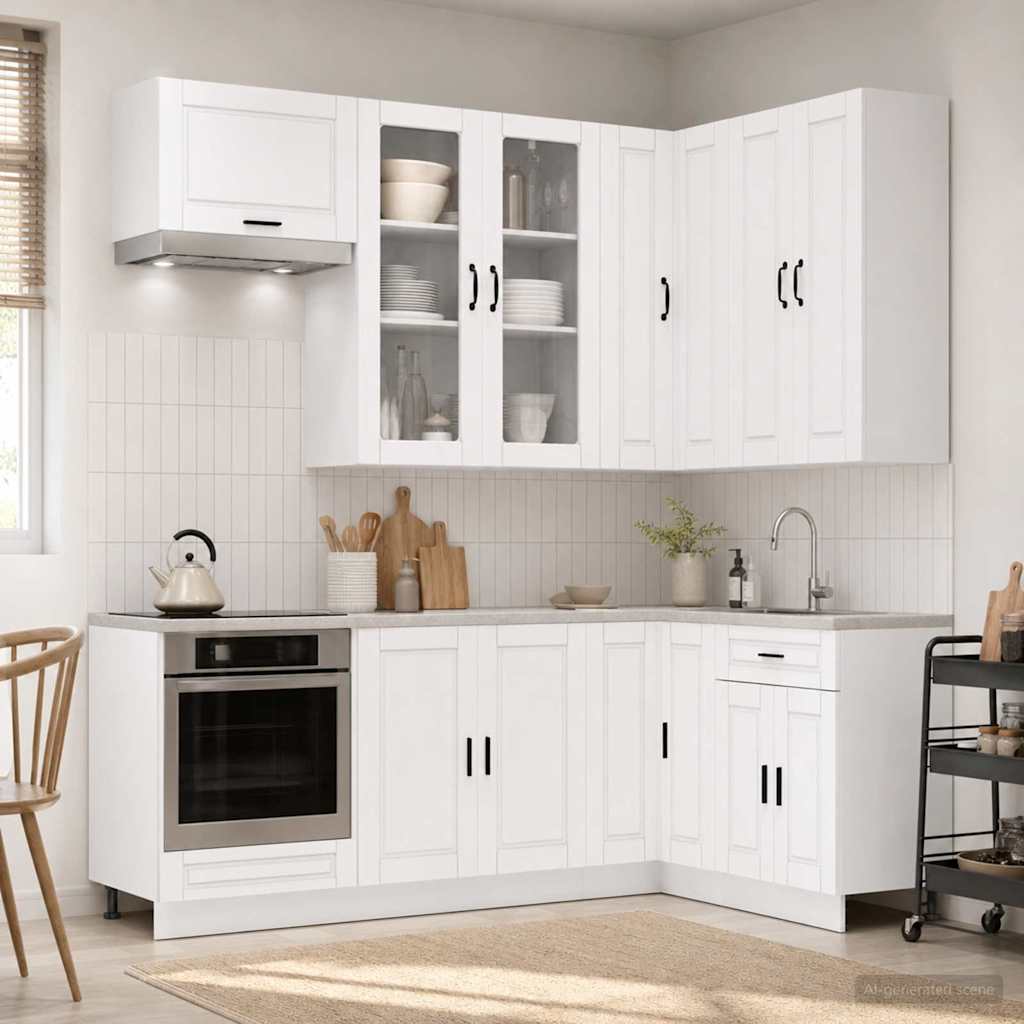 vidaXL Μονάδα κουζίνας PORTO 8 pcs Λευκό Επεξεργασμένο Ξύλο