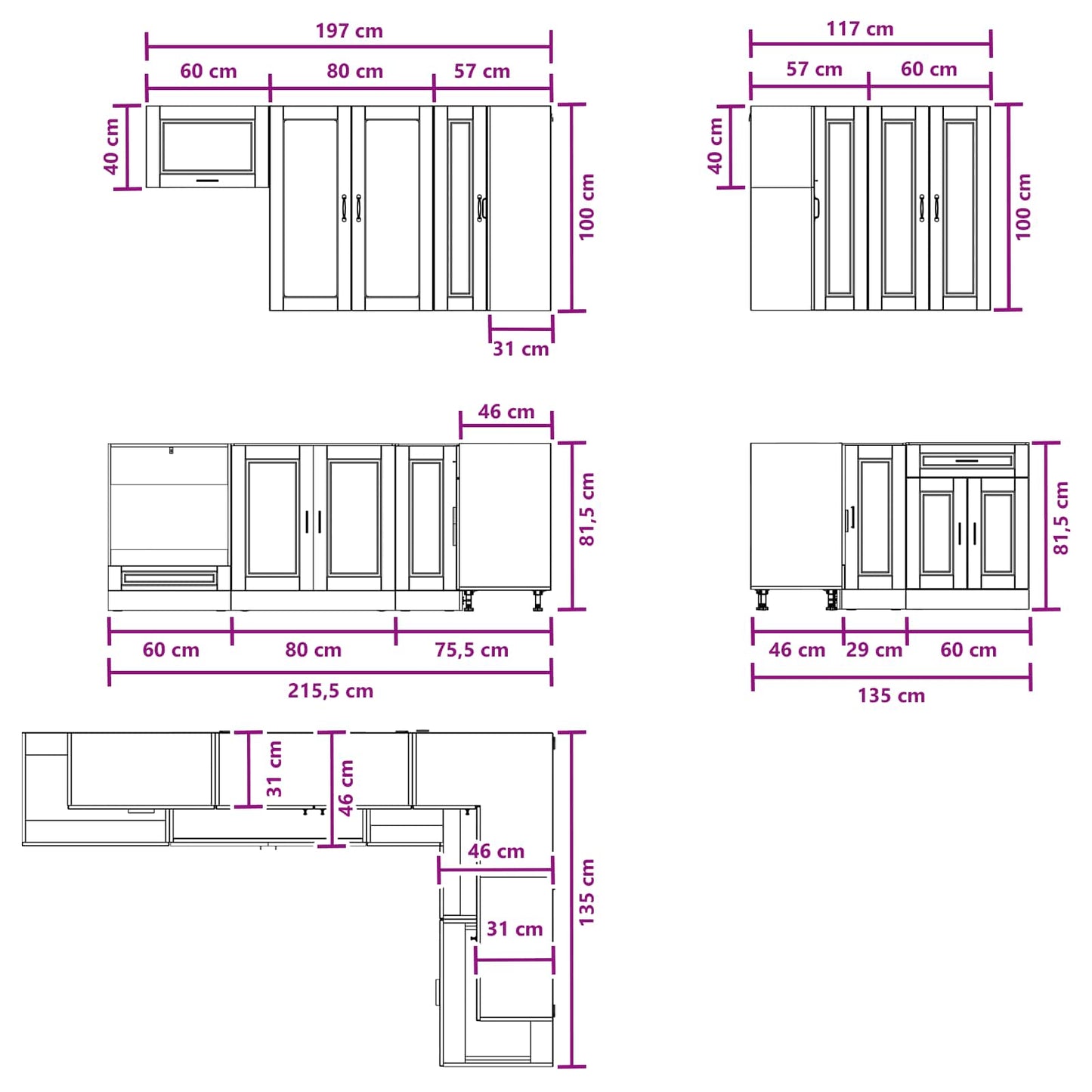 vidaXL Μονάδα κουζίνας PORTO 8 pcs Sonoma Δρυς Επεξεργασμένο Ξύλο
