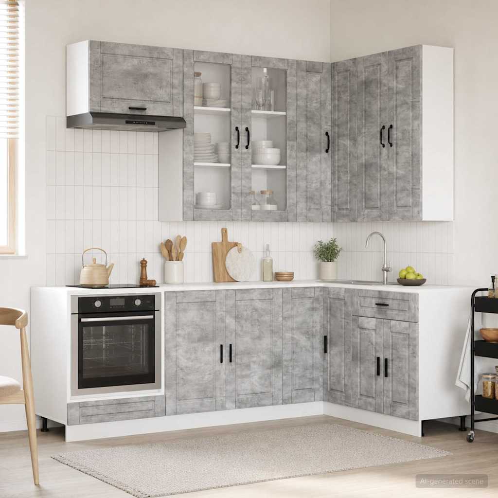 vidaXL Μονάδα κουζίνας PORTO 8 pcs Γκρι Σκυροδέματος
