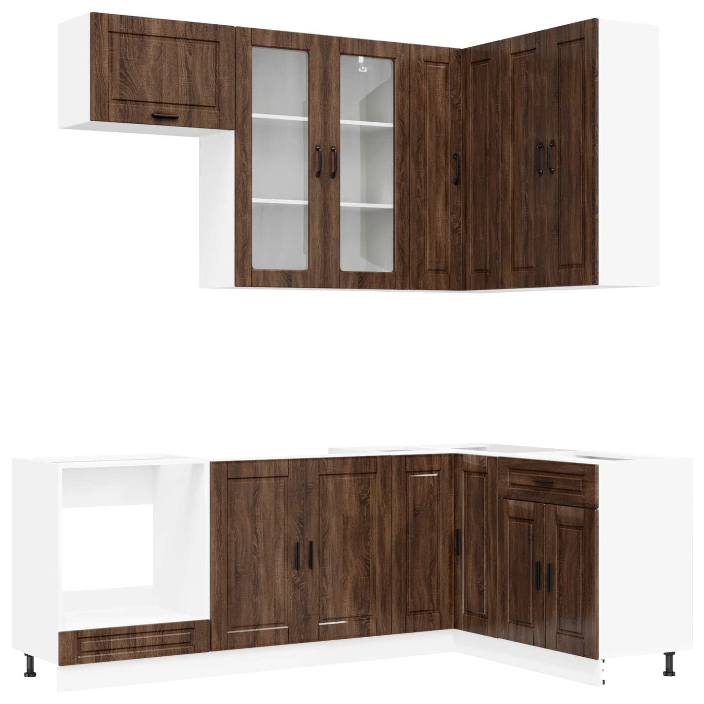 vidaXL Μονάδα κουζίνας PORTO 8 pcs Καφέ Ξύλο Δρυός Επεξεργασμένο Ξύλο