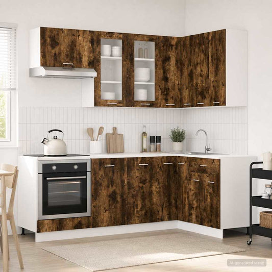 vidaXL Μονάδα κουζίνας LYON 8 pcs Καπνισμένο Ξύλο Δρυός