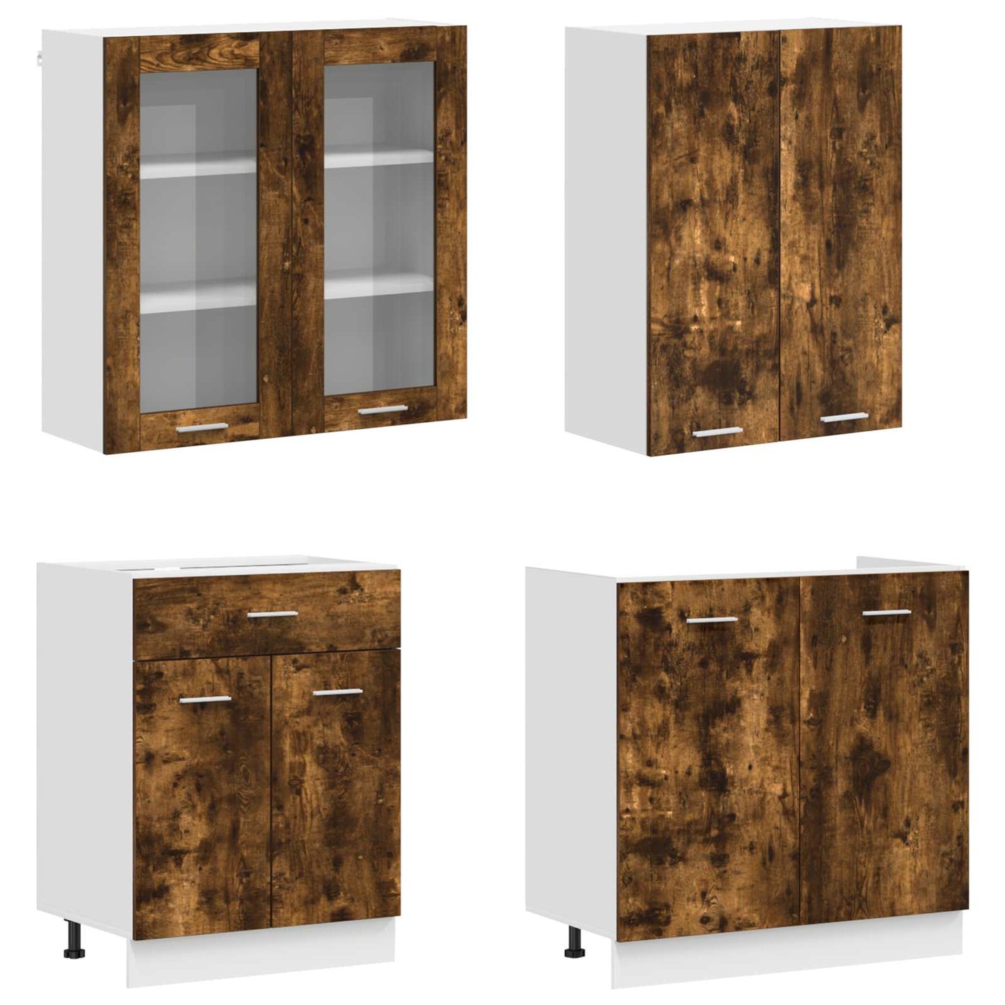 vidaXL Μονάδα κουζίνας LYON 8 pcs Καπνισμένο Ξύλο Δρυός