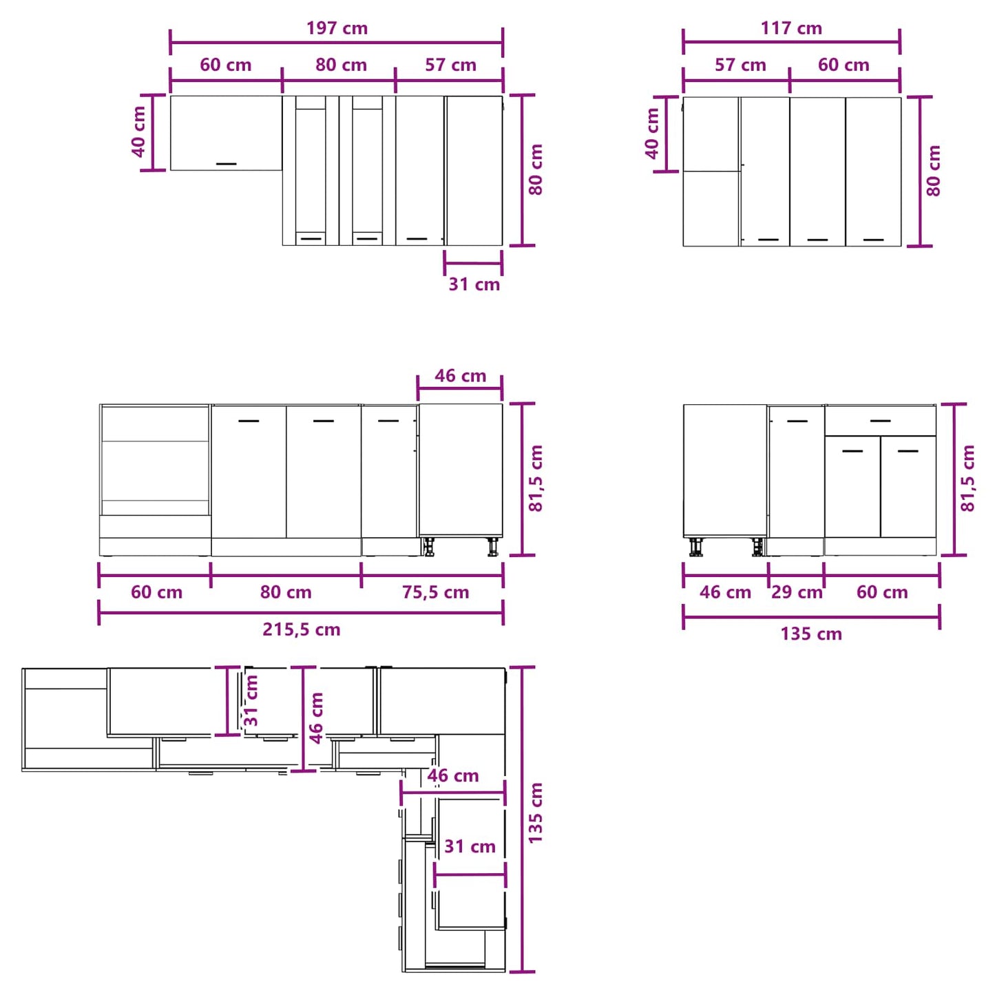 vidaXL Μονάδα κουζίνας LYON 8 pcs Καπνισμένο Ξύλο Δρυός