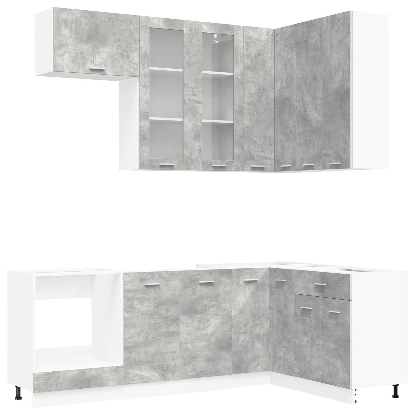 vidaXL Μονάδα κουζίνας LYON 8 pcs Γκρι Σκυροδέματος Επεξεργασμένο Ξύλο