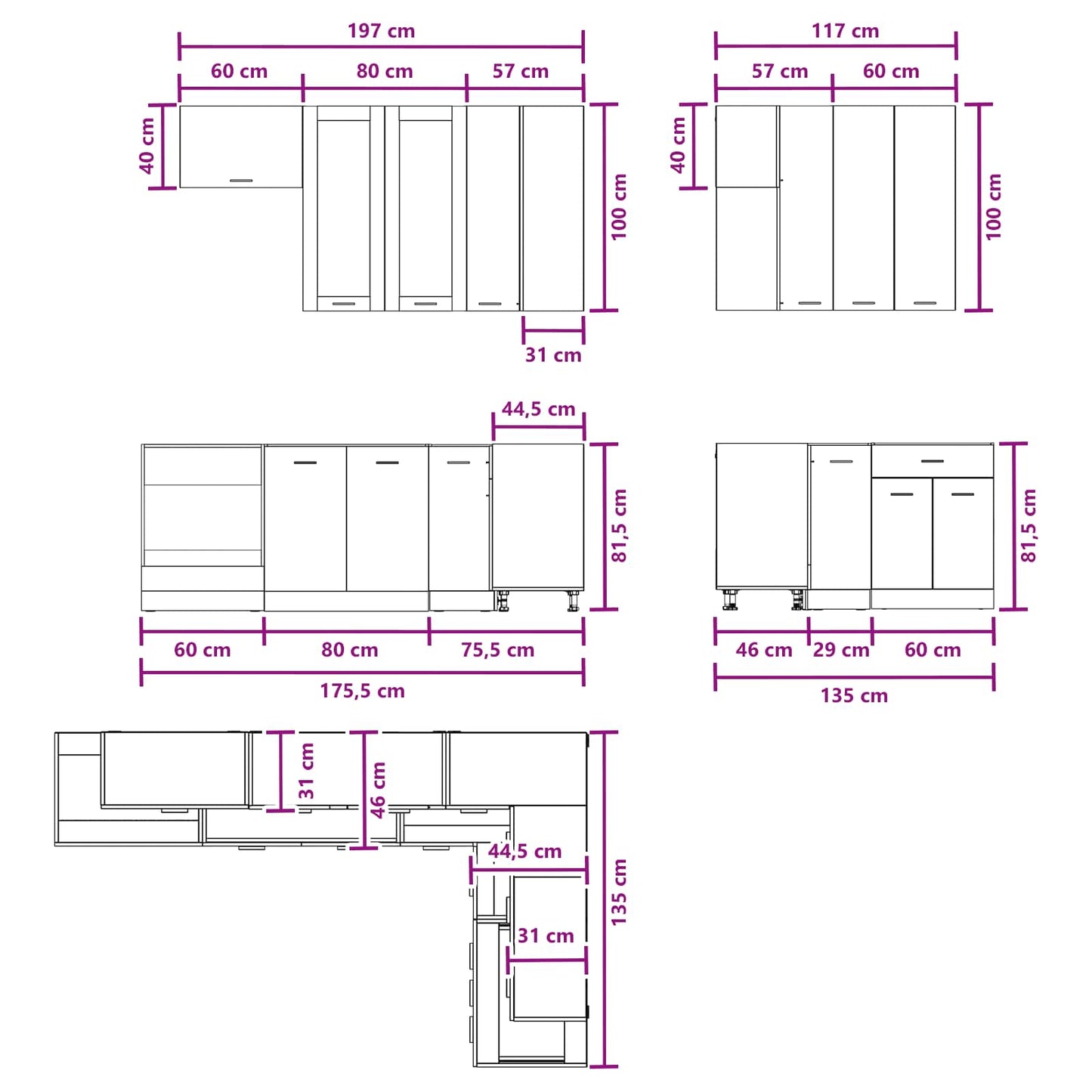 vidaXL Μονάδα κουζίνας LYON 8 pcs Γκρι Σκυροδέματος Επεξεργασμένο Ξύλο