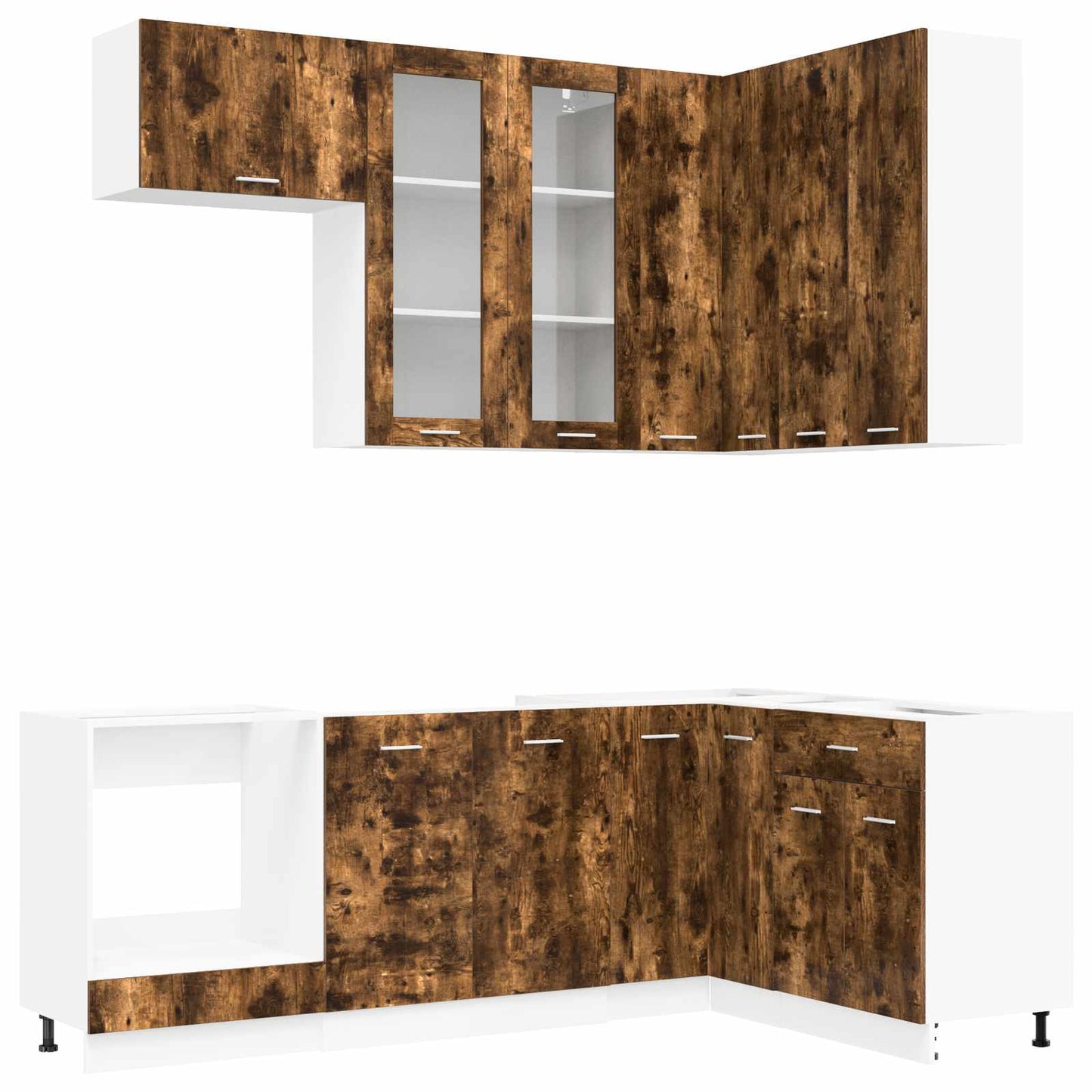 vidaXL Μονάδα κουζίνας LYON 8 pcs Καπνισμένο Ξύλο Δρυός