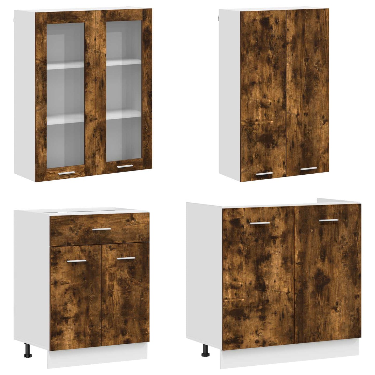 vidaXL Μονάδα κουζίνας LYON 8 pcs Καπνισμένο Ξύλο Δρυός