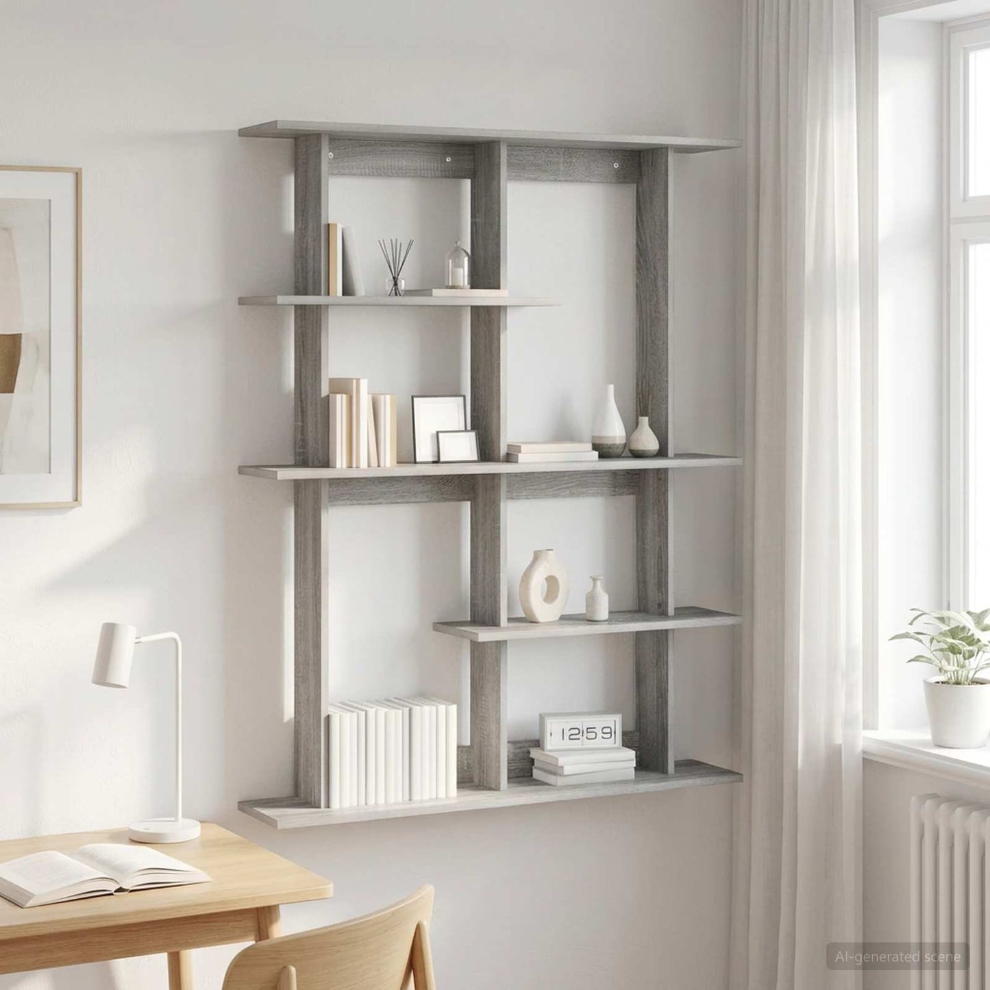 vidaXL Ράφι Τοίχου Γκρι Sonoma 102 x 20 x 130 εκ.